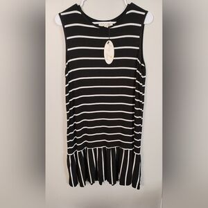 NWT Daisy Island Striped‎ Ruffle Hem Dress - Black & White Size M - Fast Ship!